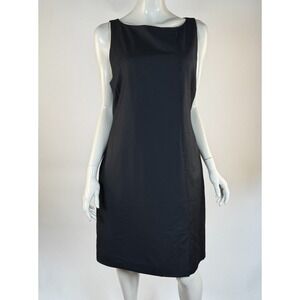 Misha Nonoo Wool Sleeveless Sheath Dress Women 10 Pockets Lined Scoop Neck Black
